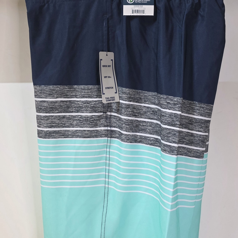 George At The Knee Aqua Stripe Swim Board Shorts Medium